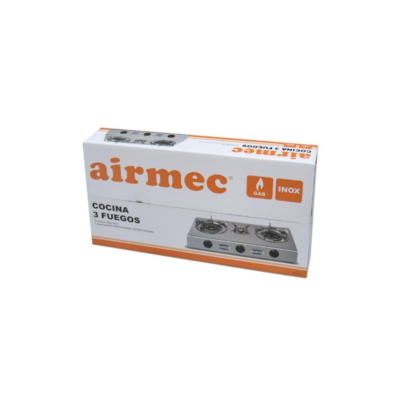 Cocina gas Airmec inox 3 fuegos