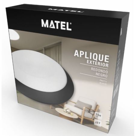 APLIQUE MATEL IP65 BLANCO/NEGRO 265 MM E27