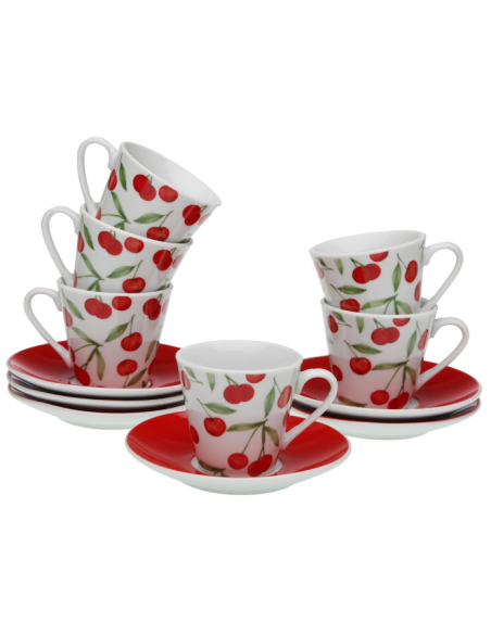 Juego 6 tazas café + plato VERSA Cherries