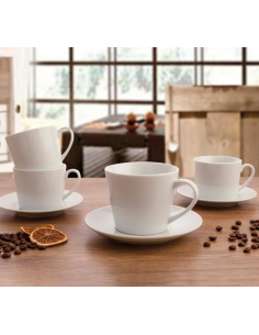 Juego 6 tazas café + plato QUID renova blanca 20CL 2