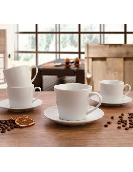 Juego 6 tazas café + plato QUID renova blanca 20CL