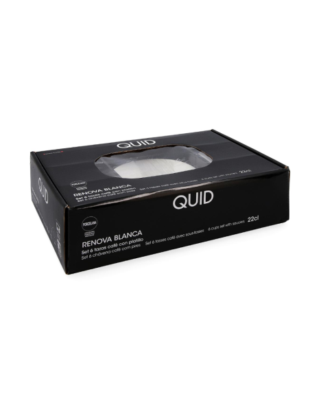 Juego 6 tazas café + plato QUID renova blanca 20CL